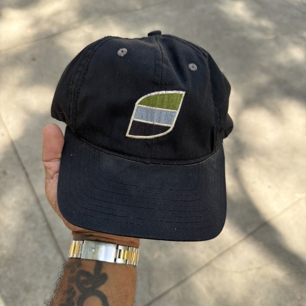 Vintage 90s Stussy Authentic Caps Snapback Hat Made in USA Green Brim Monogram